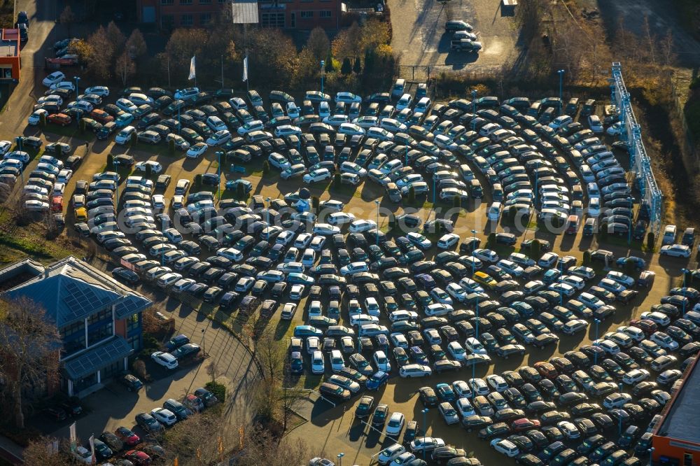 Hamm from above - Car dealership building of W. Potthoff GmbH in Hamm in the state North Rhine-Westphalia, Germany