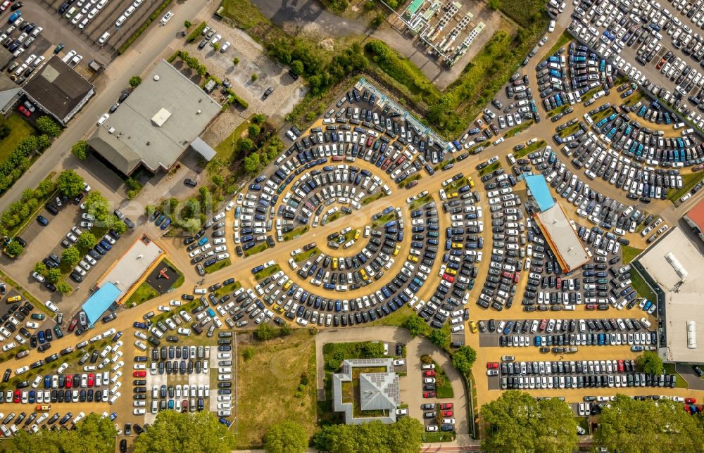 Aerial image Hamm - Car dealership building of W. Potthoff GmbH in Hamm in the state North Rhine-Westphalia, Germany