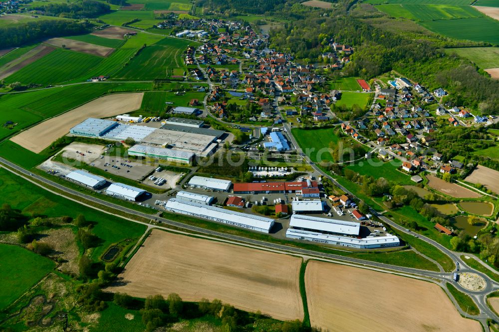 Aerial image Schlüsselfeld - Car dealership building of Firma Concorde Reisemobile GmbH in Schluesselfeld in the state Bavaria, Germany