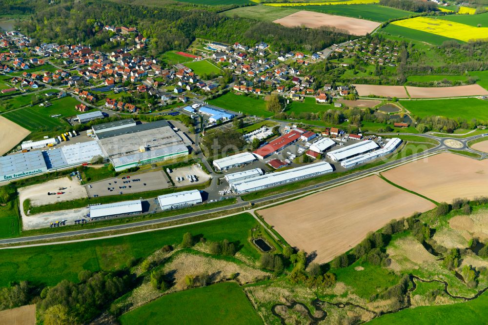 Aerial photograph Schlüsselfeld - Car dealership building of Firma Concorde Reisemobile GmbH in Schluesselfeld in the state Bavaria, Germany