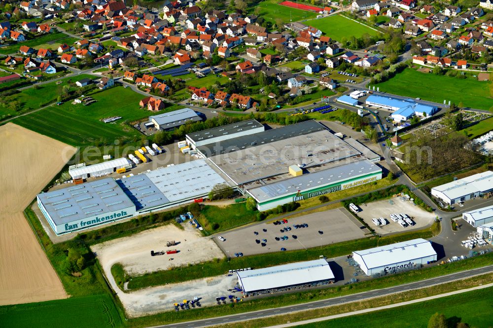 Schlüsselfeld from above - Car dealership building of Firma Concorde Reisemobile GmbH in Schluesselfeld in the state Bavaria, Germany