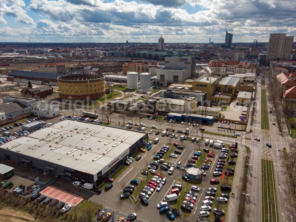 Leipzig from above - Car dealership building PSA Retail Leipzig in Leipzig in the state Saxony, Germany