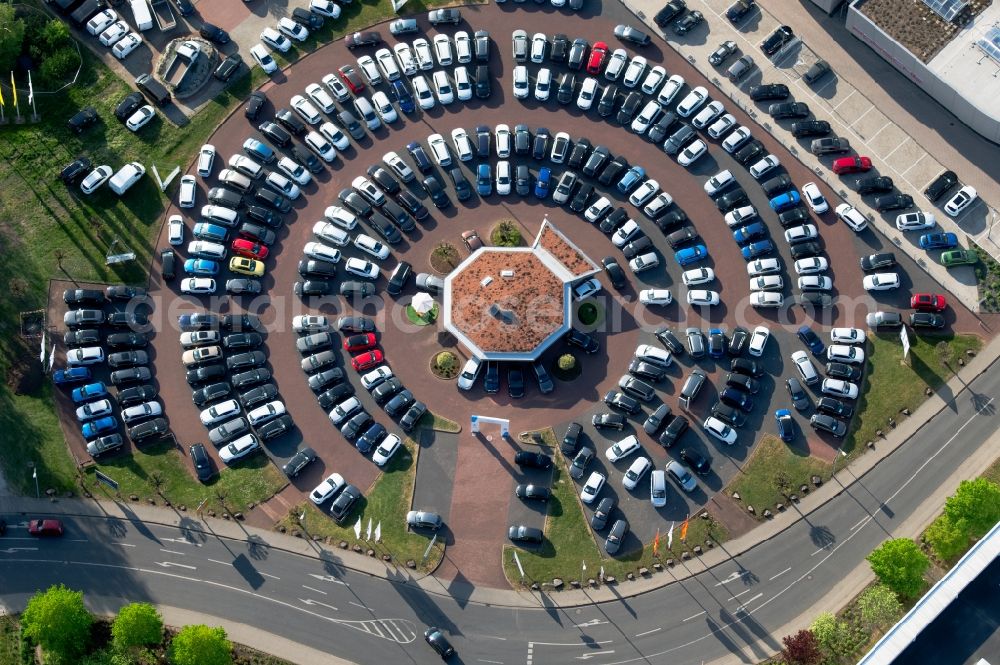 Erfurt from above - Car dealership building Weltauto Erfurt Glinicke Gebrauchtwagen on Holzlandstrasse in Erfurt in the state Thuringia, Germany