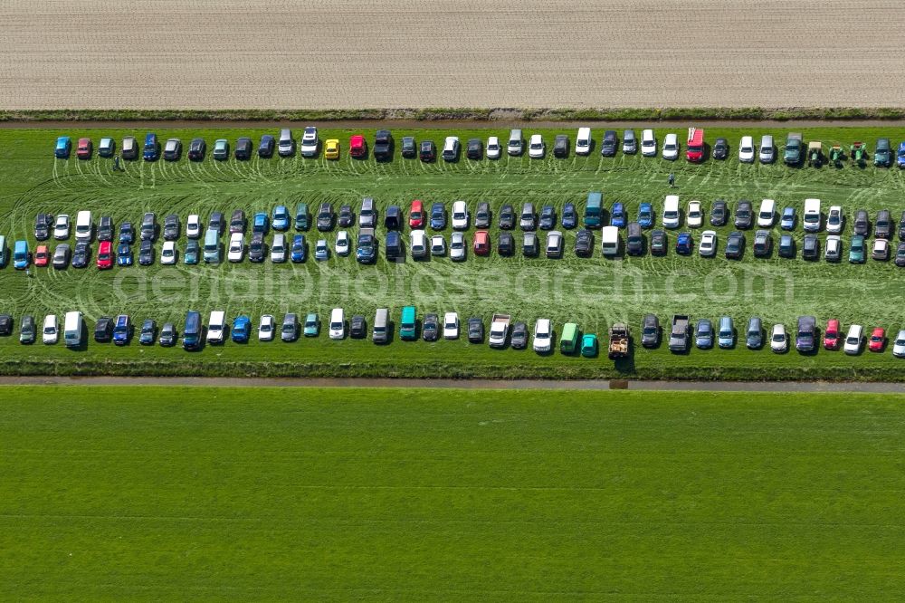 Aerial image Hensbroek - View of cars at the Tractorpulling festival near Hensbroek in the province of North Holland in the Netherlands