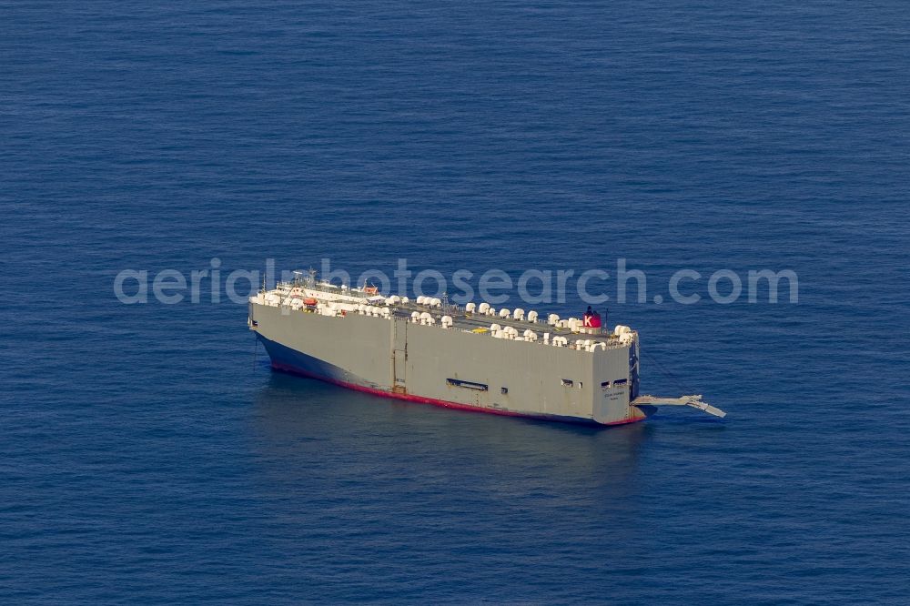 Wangerooge from the bird's eye view: Autotransporter- cargo ship Ocean Highway Panamar off the coast of Wangerooge in the North Sea in Lower Saxony