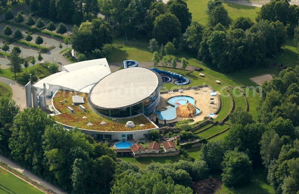 Hohenfelden from above - The Avenida-Therme which is located at the reservoir Hohenfelden at Hohenfelden in Thuringia