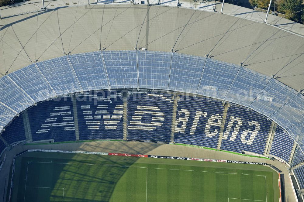 Hannover from the bird's eye view: Die AWD-Arena ( früher Niedersachsenstadion ) im Stadtteil Calenberger Neustadt. Das Stadion bietet Platz für 49.000 Zuschauer und ist die Heimspielstätte des Fußballklubs Hannover 96. The AWD-Arena (formerly Niedersachsenstadion) in the district Calenberger Neustadt.