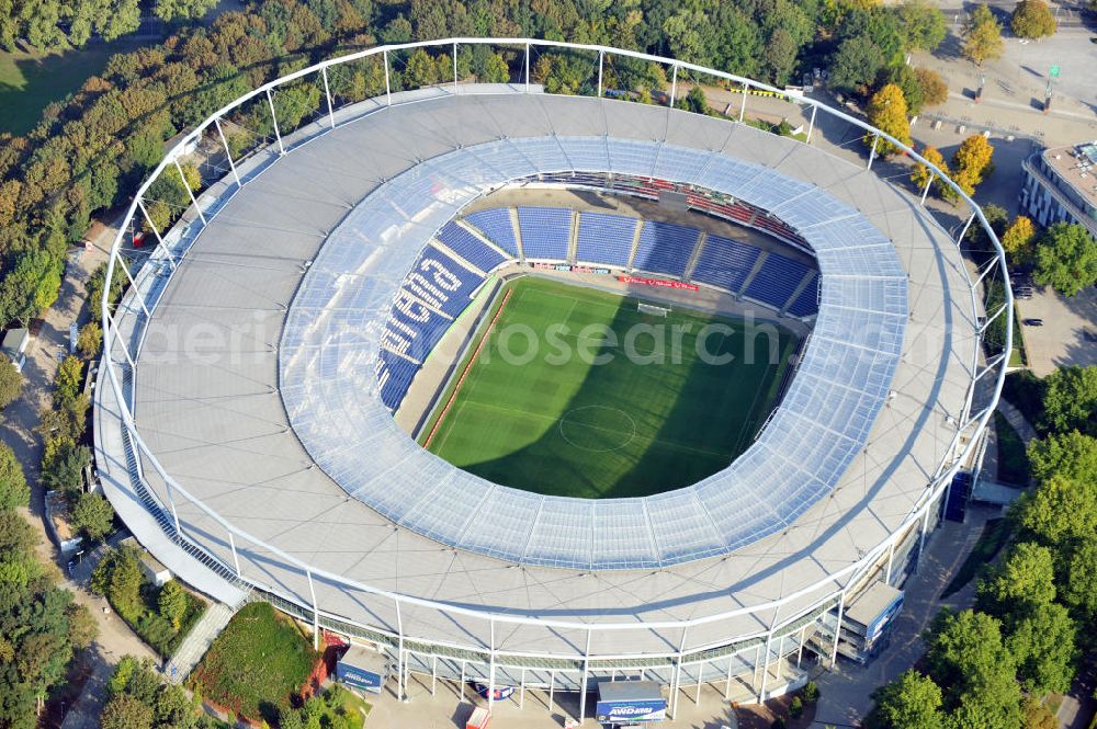 Aerial photograph Hannover - Die AWD-Arena, früher Niedersachsenstadion, im Stadtteil Calenberger Neustadt. Das Stadion bietet Platz für 49.000 Zuschauer und ist die Heimspielstätte des Fußballklubs Hannover 96. The AWD-Arena, formerly Niedersachsenstadion, in the district Calenberger Neustadt.