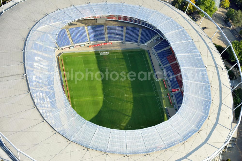 Aerial photograph Hannover - Die AWD-Arena, früher Niedersachsenstadion, im Stadtteil Calenberger Neustadt. Das Stadion bietet Platz für 49.000 Zuschauer und ist die Heimspielstätte des Fußballklubs Hannover 96. The AWD-Arena, formerly Niedersachsenstadion, in the district Calenberger Neustadt.