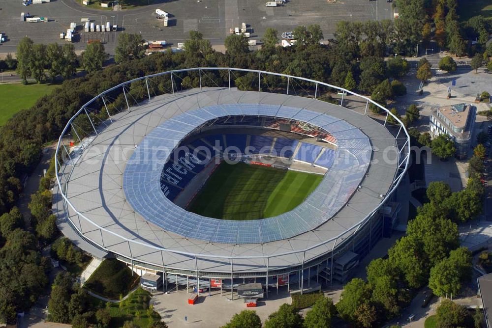 Aerial photograph Hannover - Blick auf die AWD-Arena Hannover. Das Stadion hat eine Kapazität von 50000 Plätzen. Hannover 96 Arena GmbH & Co. KG.Arthur-Menge-Ufer 5,30169 Hannover , Frau A. Marschner,Telefon: 05 11/ 96 900 - 450,E-Mail: amarschner@hannover96.de