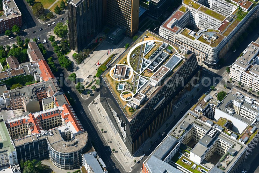 Berlin from the bird's eye view: New building Axel Springer Campus - OMA to Krausenstrasse - Schuetzenstrasse in Berlin