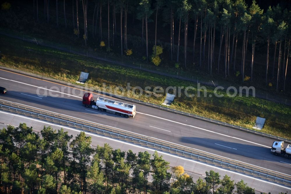 Spreenhagen from the bird's eye view: Highway of track along the route of the motorway A12 E30 in Spreenhagen in the state Brandenburg