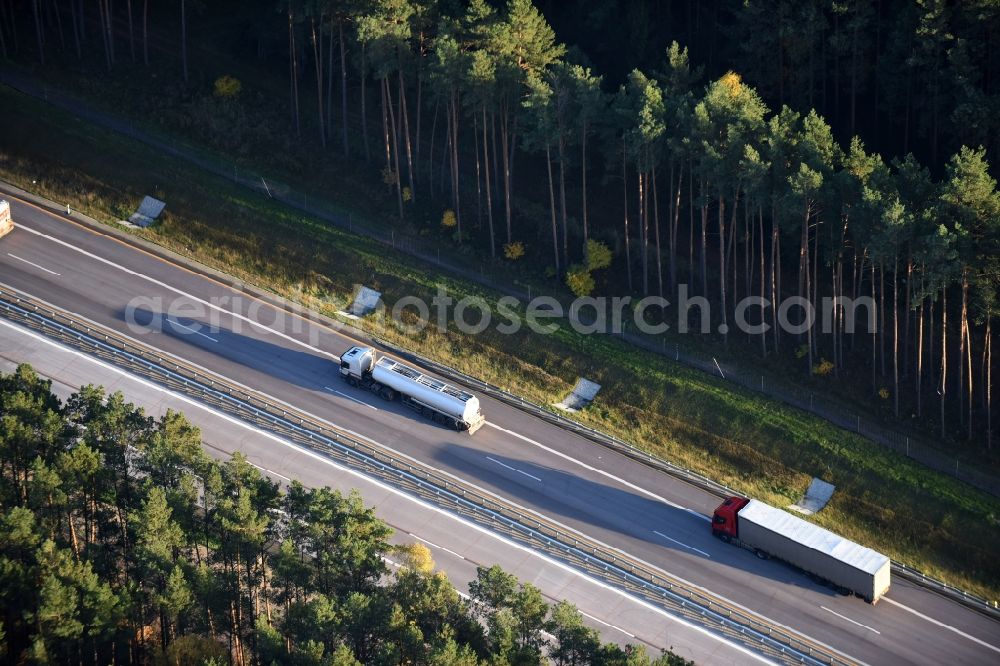 Aerial photograph Spreenhagen - Highway of track along the route of the motorway A12 E30 in Spreenhagen in the state Brandenburg