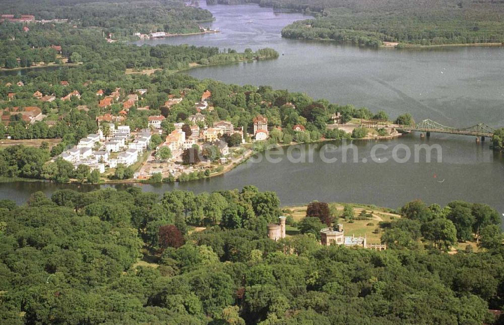 Aerial image Potsdam - Park Babelsberg - Babelsberger Park, Glienicker Brücke