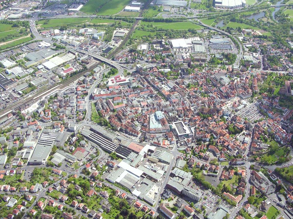 Bad Frankenhausen from the bird's eye view: Blick auf Bad Frankenhausen in Thüringen. Der Landkreis Bad Frankenhausen hat 9233 Einwohner. Am bekanntesten in oder an Bad Frankenhausen ist der Kyffhäuser