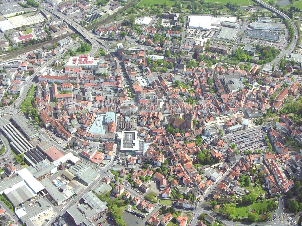 Aerial image Bad Frankenhausen - Blick auf Bad Frankenhausen in Thüringen. Der Landkreis Bad Frankenhausen hat 9233 Einwohner. Am bekanntesten in oder an Bad Frankenhausen ist der Kyffhäuser