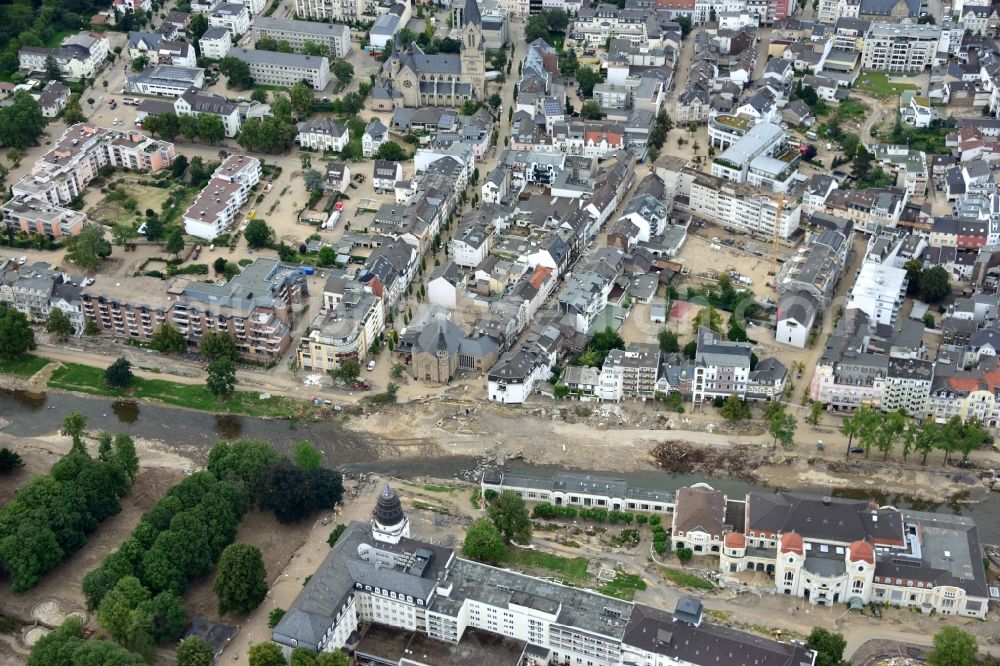 Aerial photograph Bad Neuenahr-Ahrweiler - Bad Neuenahr-Ahrweiler after the flood disaster in the Ahr valley this year in the state Rhineland-Palatinate, Germany