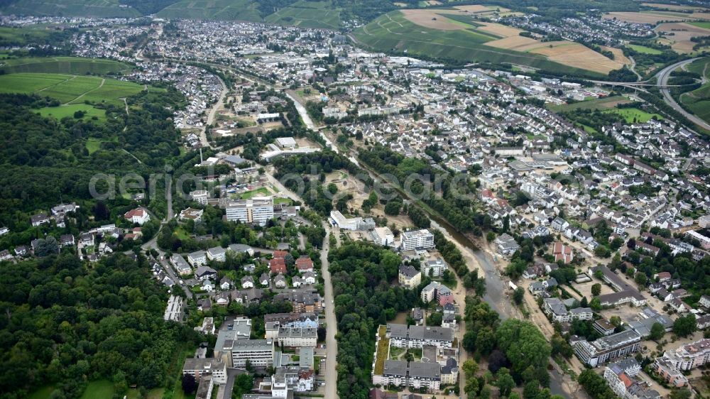 Bad Neuenahr-Ahrweiler from above - Bad Neuenahr-Ahrweiler after the flood disaster in the Ahr valley this year in the state Rhineland-Palatinate, Germany