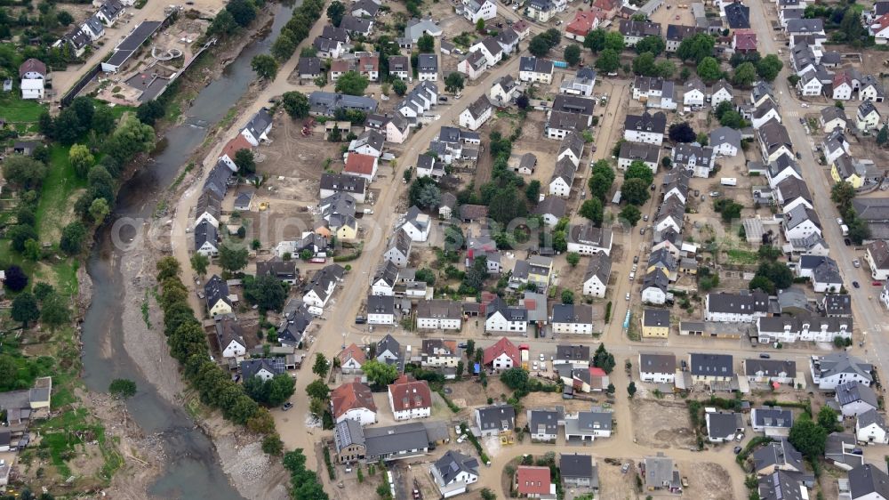 Aerial image Bad Neuenahr-Ahrweiler - Bad Neuenahr-Ahrweiler after the flood disaster in the Ahr valley this year in the state Rhineland-Palatinate, Germany