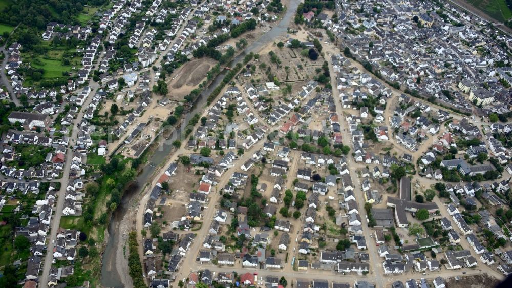 Aerial photograph Bad Neuenahr-Ahrweiler - Bad Neuenahr-Ahrweiler after the flood disaster in the Ahr valley this year in the state Rhineland-Palatinate, Germany