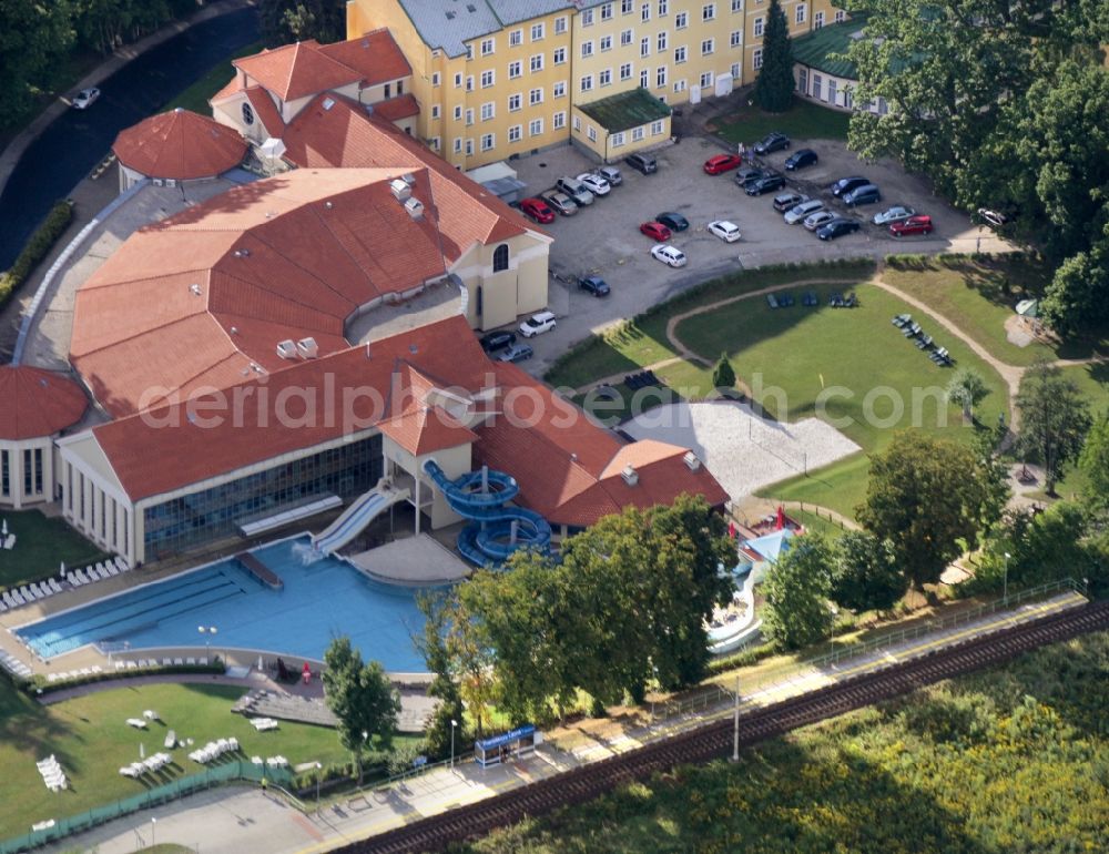 Aerial image Františkovy Lázn? - Bath services Aquazentrum in FrantiA?kovy LaznAe? (Franzensbad) in KarlovarskA? kraj, Czech Republic