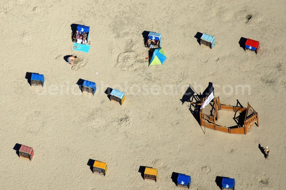 Amrum from above - Bathing on the sandy beach of the island Amrum in the North Sea in Schleswig-Holstein