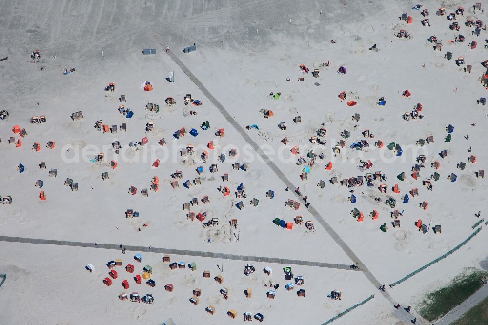 Amrum from above - Bathing on the sandy beach of the island Amrum in the North Sea in Schleswig-Holstein