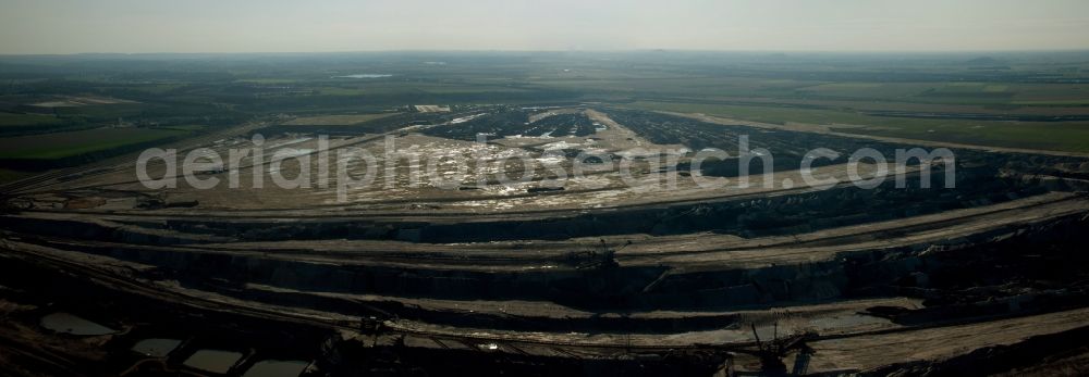 Inden from the bird's eye view: Dredging conveyor bridge in brown coal mine in Inden in the state North Rhine-Westphalia