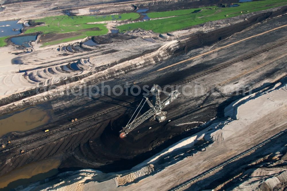 Aerial image Inden - Dredging conveyor bridge in brown coal mine in Inden in the state North Rhine-Westphalia