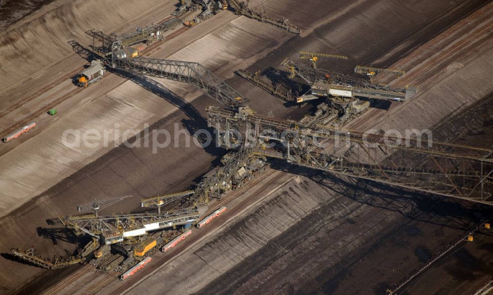 Aerial photograph Weißwasser/Oberlausitz - Dredging conveyor bridge in brown coal mine Nochten in Weisswasser/Oberlausitz in the state Saxony, Germany