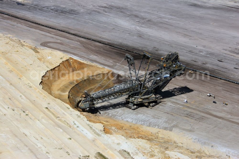 Weißwasser/Oberlausitz from above - Dredging conveyor bridge in brown coal mine near Weisswasser/Oberlausitz in the state Saxony