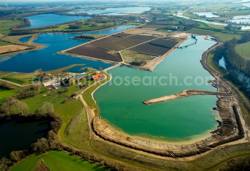 Bergswick from above - Excavated lakes, Aspeler Meer lake region and nature protection area in Bergswick in the state of North Rhine-Westphalia