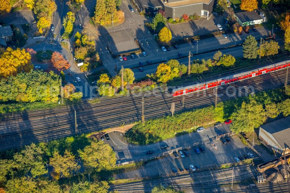 Witten from the bird's eye view: Railway bridge building to route the train tracks Gasstrasse - Ruhrstrasse in Witten in the state North Rhine-Westphalia