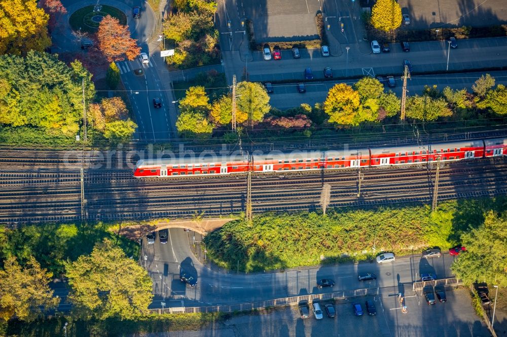 Aerial image Witten - Railway bridge building to route the train tracks Gasstrasse - Ruhrstrasse in Witten in the state North Rhine-Westphalia