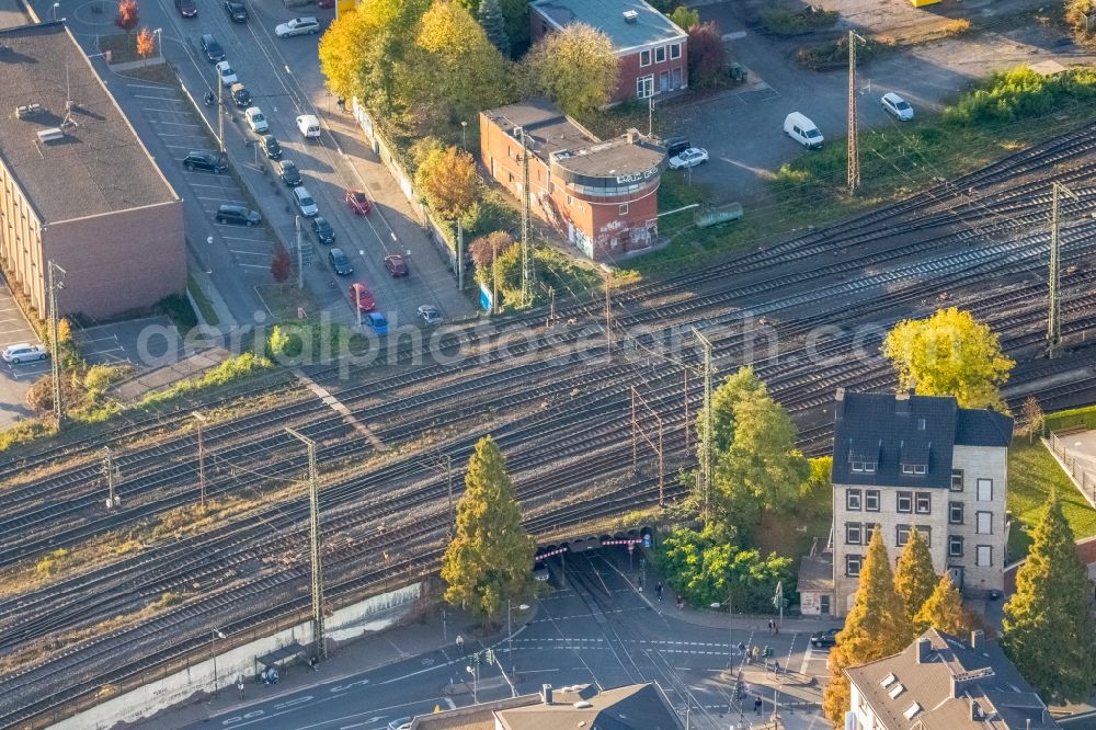 Aerial image Witten - Railway bridge building to route the train tracks in Witten in the state North Rhine-Westphalia