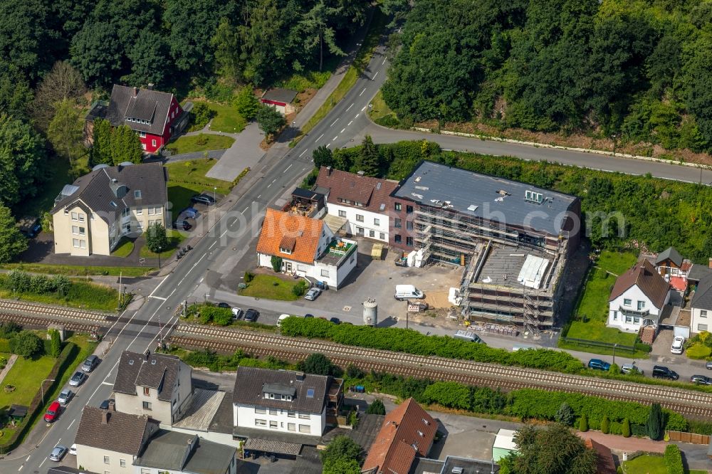 Arnsberg from above - Routing the railway junction of rail and track systems Deutsche Bahn in Arnsberg in the state North Rhine-Westphalia, Germany