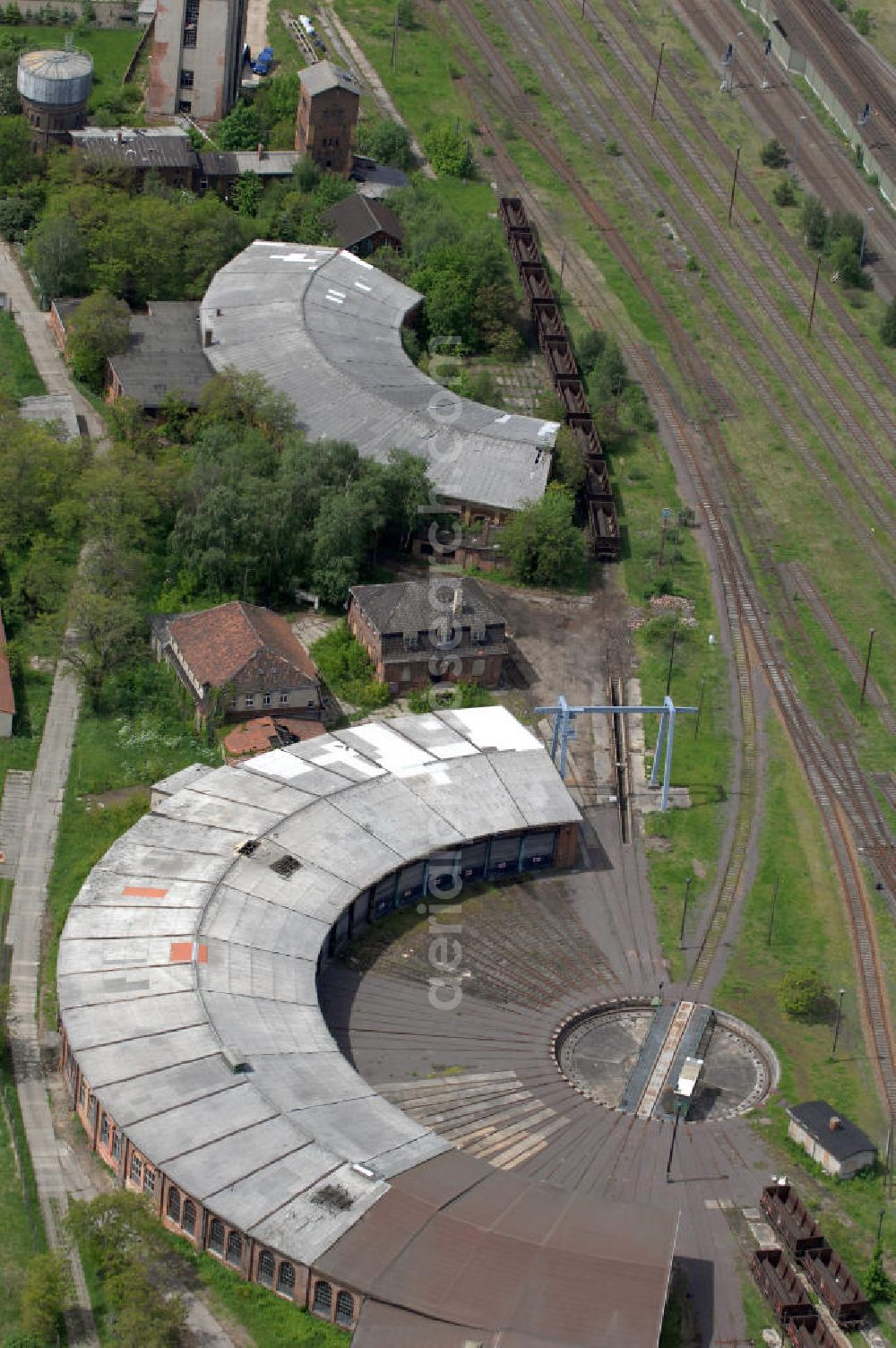 Aerial image Oebisfelde - View of the railway and marshalling yard Oebisfelde in Saxony-Anhalt. The station was one former East German border crossing for trains