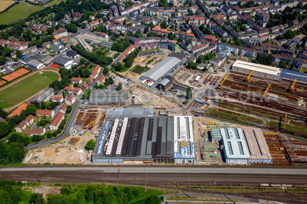 Aerial image Witten - Railway depot and repair shop for maintenance and repair of trains of railways transport in Witten in the state North Rhine-Westphalia