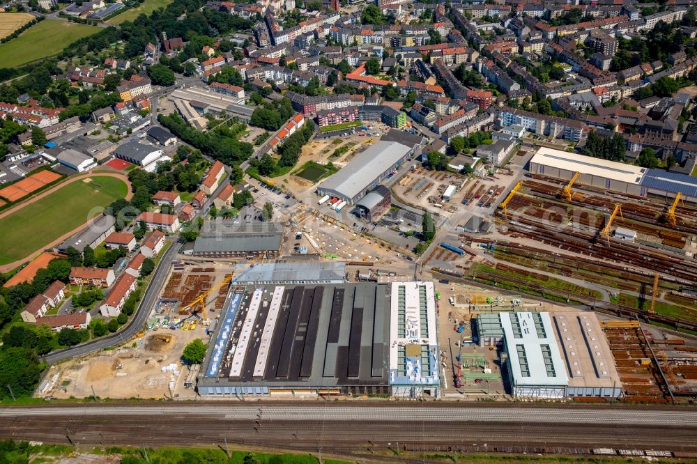 Aerial photograph Witten - Railway depot and repair shop for maintenance and repair of trains of railways transport in Witten in the state North Rhine-Westphalia