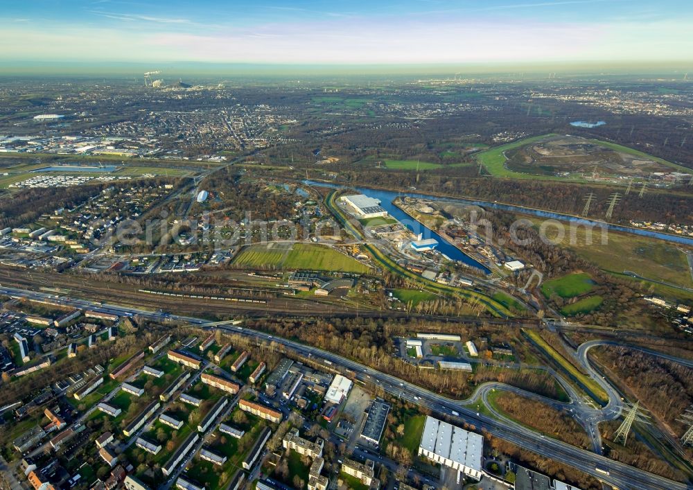 Aerial image Gelsenkirchen - Railway depot and repair shop for maintenance and train repair of Deutschen Bahn in Gelsenkirchen in the state North Rhine-Westphalia