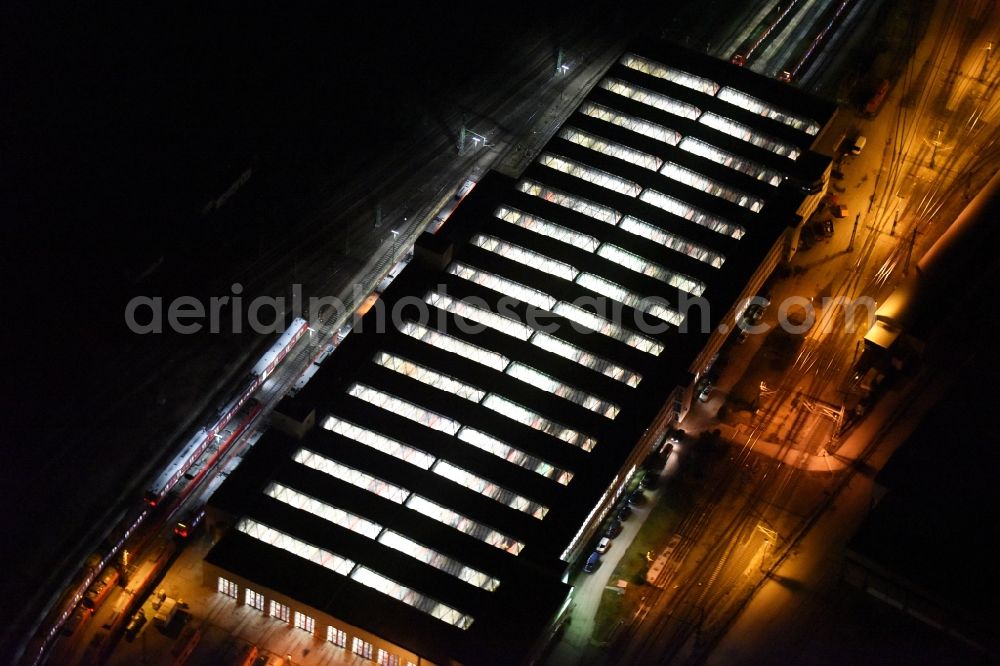 München from the bird's eye view: Railway depot and repair shop for maintenance and repair of trains of passenger transport of the series S-Bahn in Munich in the state Bavaria