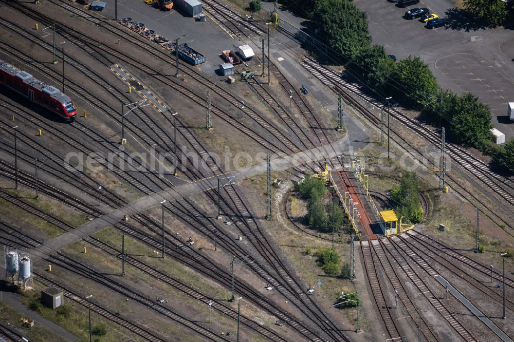 Aerial image Braunschweig - Railway depot and repair shop for maintenance and repair of trains of passenger transport in Brunswick in the state Lower Saxony, Germany