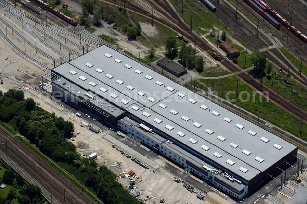 Aerial photograph München - Railway depot and repair shop for maintenance and repair of trains of passenger transport of the series in the district Aubing-Lochhausen-Langwied in Munich in the state Bavaria, Germany