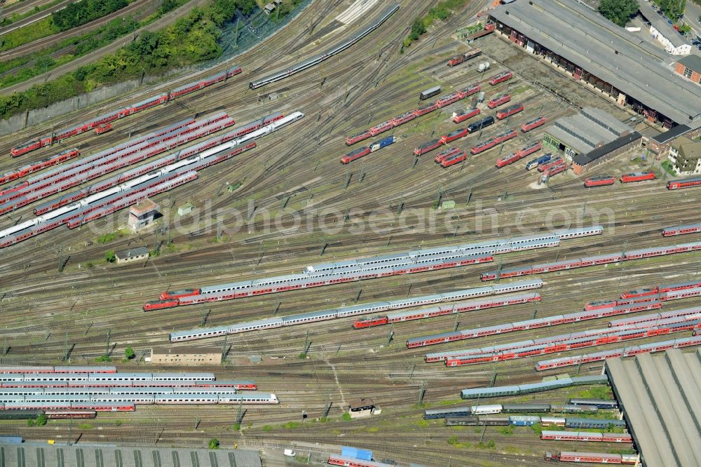 Aerial image Stuttgart - Railway depot and repair shop for maintenance and repair of trains of passenger transport in Stuttgart in the state Baden-Wuerttemberg