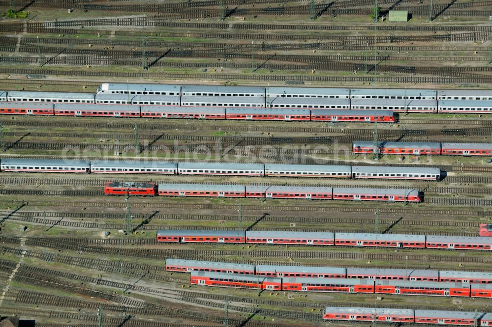 Aerial image Stuttgart - Railway depot and repair shop for maintenance and repair of trains of passenger transport in Stuttgart in the state Baden-Wuerttemberg