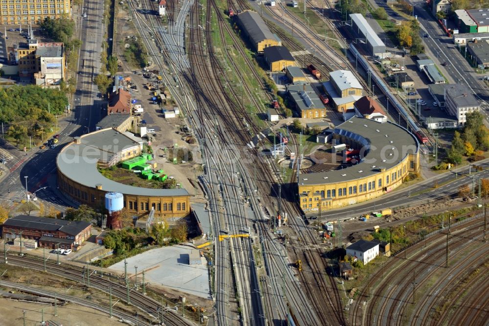 Leipzig from the bird's eye view: View of a locomtive hall in Leipzig in the district of Saxony