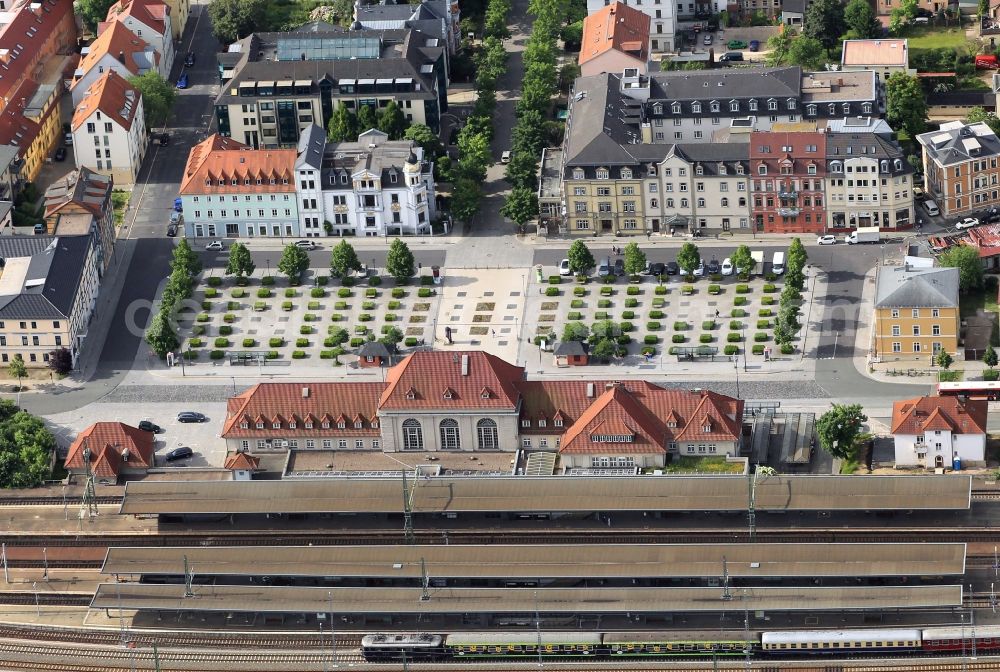 Weimar from above - On redesigned Ernst-Baudert Square in Weimar in Thuringia is the station of the classical city. The station has the official nickname Kulturbahnhof