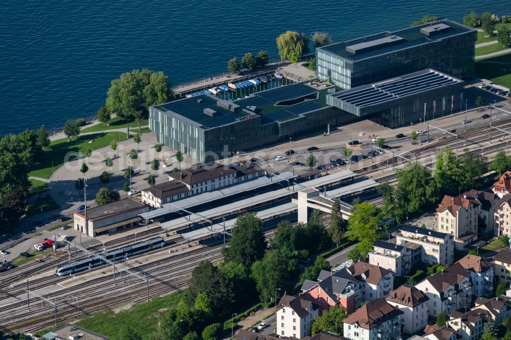 Aerial photograph Rorschach - Track progress and building of the main station of the railway in Rorschach in the canton Sankt Gallen, Switzerland