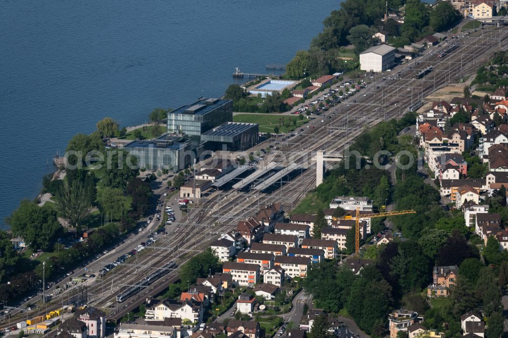 Aerial photograph Rorschach - Track progress and building of the main station of the railway in Rorschach in the canton Sankt Gallen, Switzerland