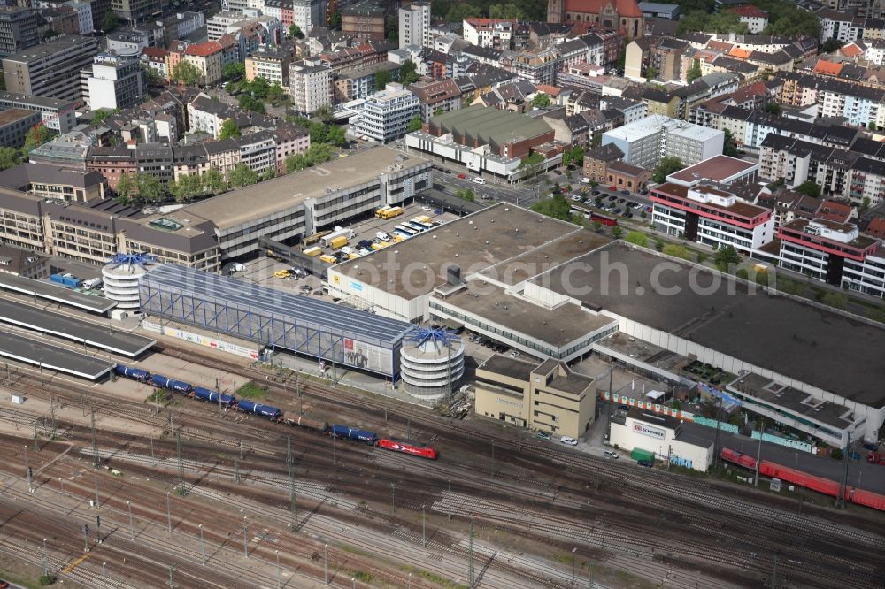 Aerial photograph Mannheim - Railway station, bus station and post office in Mannheim in Baden-Wuerttemberg